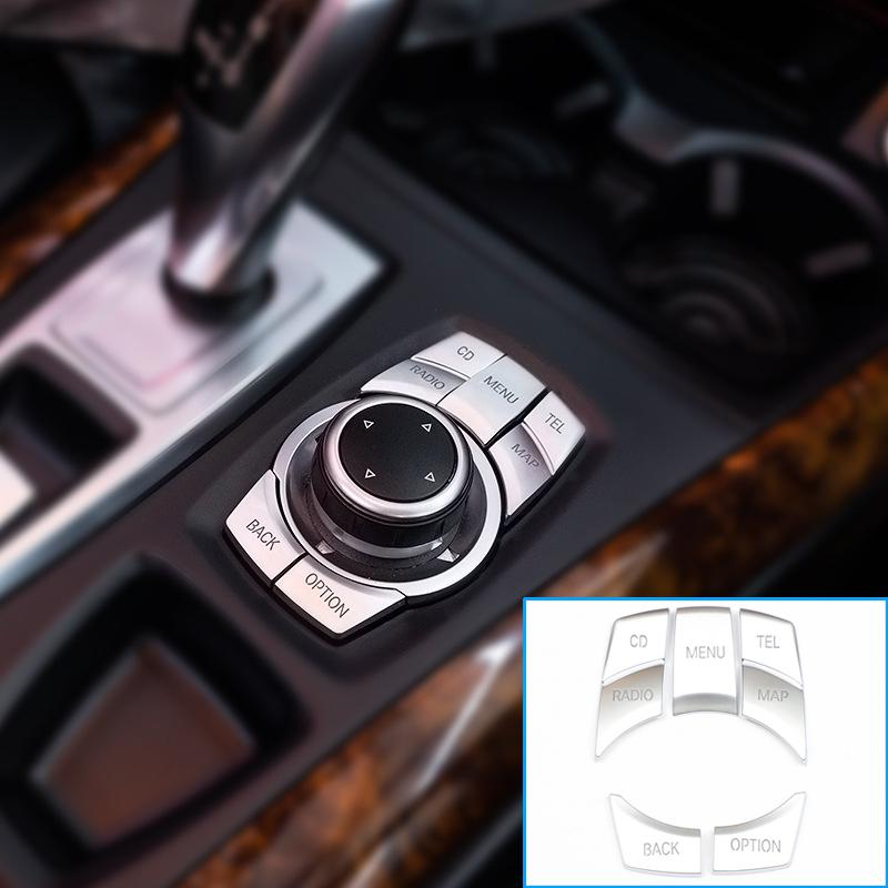 

For BMW X5 X6 Car Silver Decorative Multimedia Handbrake Buttons Stickers Center Console Trim Cover 08-13 Auto New