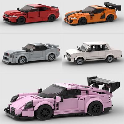 MOC Speed Super Rennwagen Bausteine Polizei Pickup Rallye Sportfahrzeug Rennmodell Bausteine Stadt technisch Weihnachtsgeschenk Spielzeug