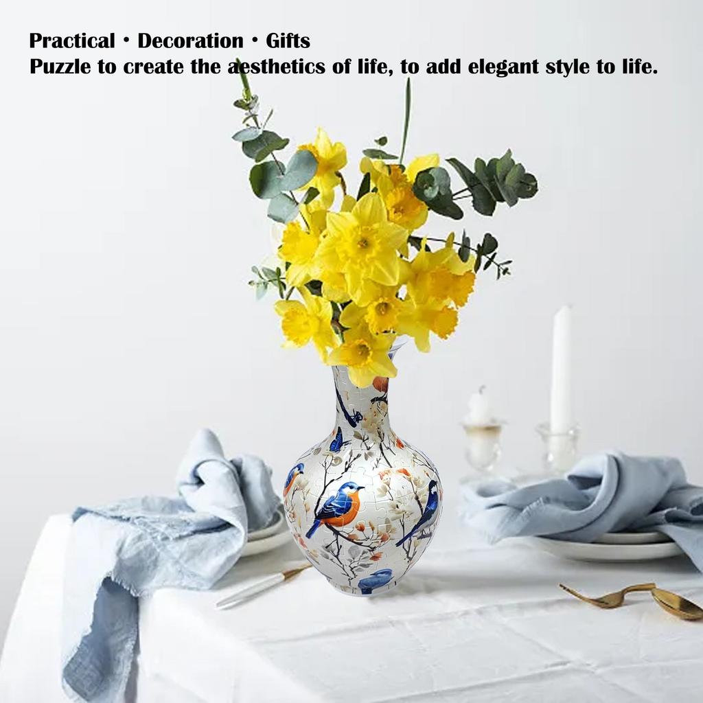 3D Puzzle House Vase Decorative Piece – DIY Floral Container For Living Room Decor