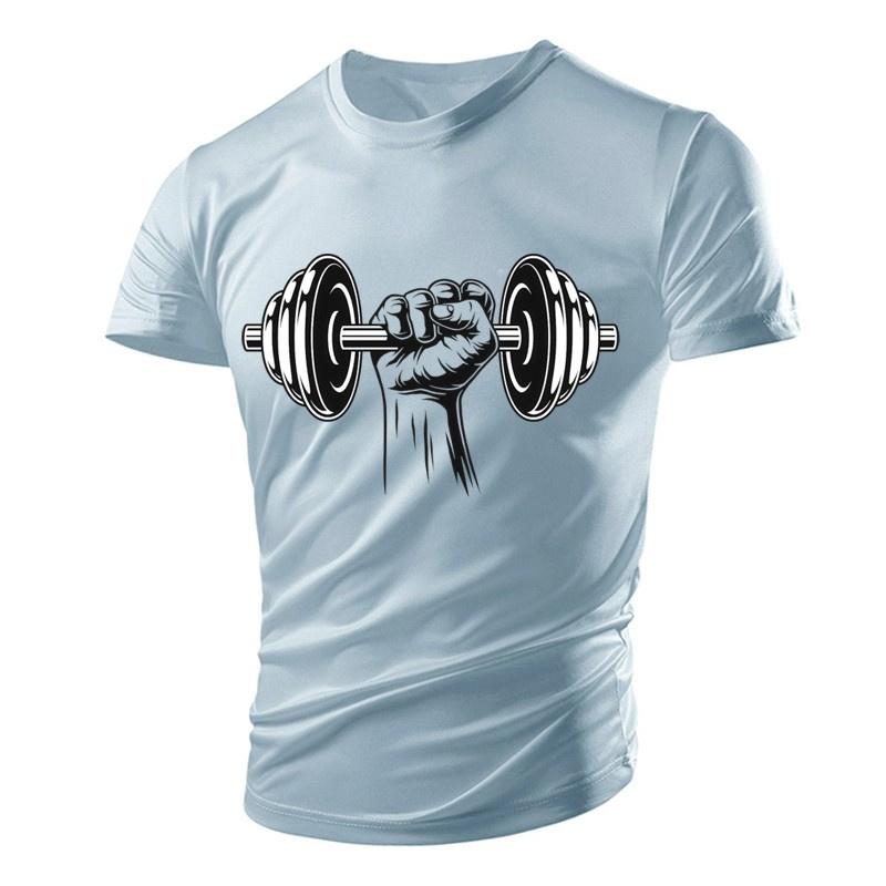 Dumbbell Graphic T-Shirt For Men Gym 3D Printed T Shirts Summer Casual Breathable Sports Round Neck Quick Dry Short Sleeves Tees