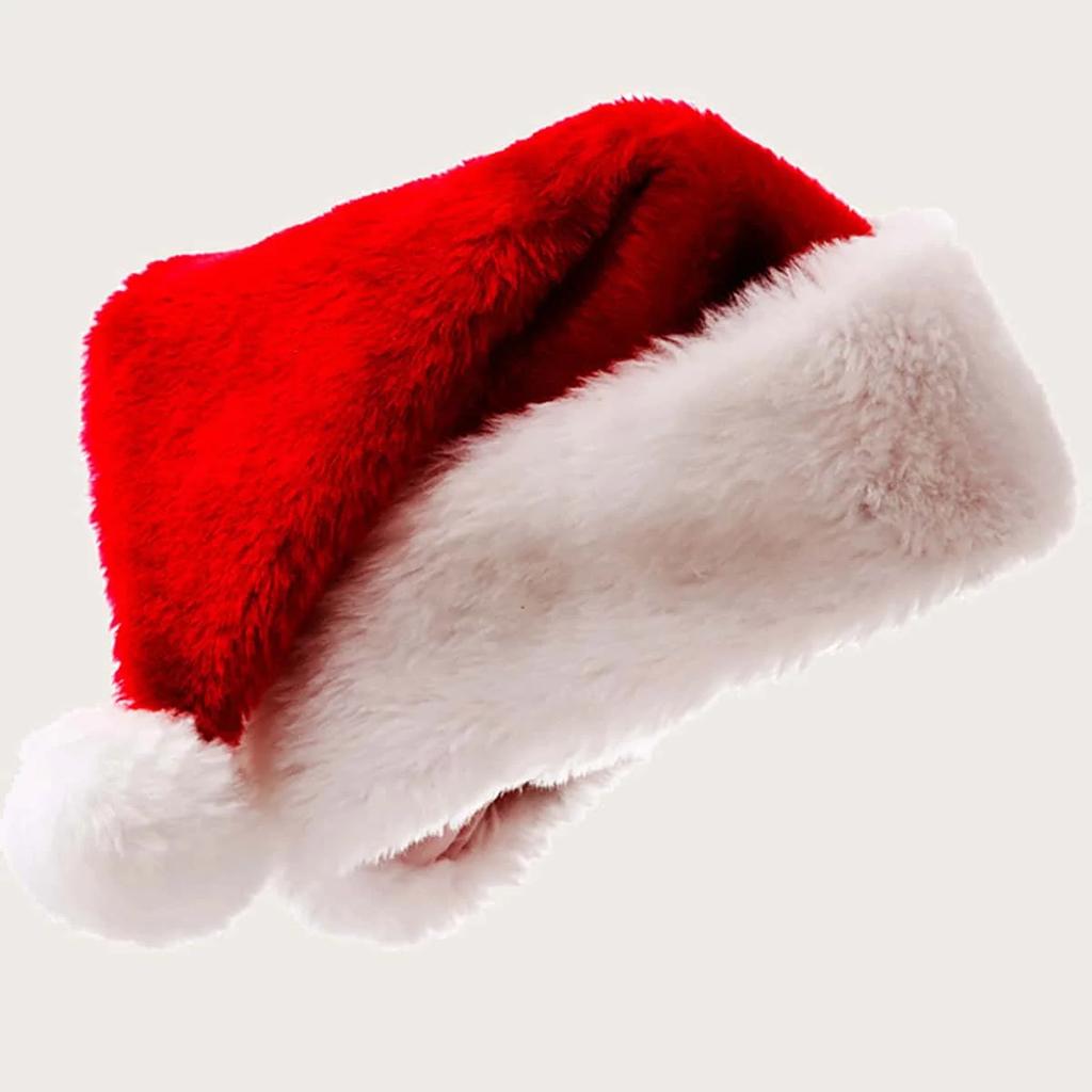 1pc-Christmas Black Red Plush Hat Santa Novelty Hat Kids Christmas Decorations For New Year Home Santa Claus Gift Party Supplies