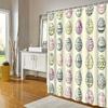 Easter Egg Shower Curtain - Hand-Drawn Whimsical Design, Blue, Pink & Purple Eggs On Pale Yellow, 12 Hooks