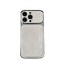 Electroplated Denim Phone Case for Apple 17PROMAX with Large Window and Leather Sticker