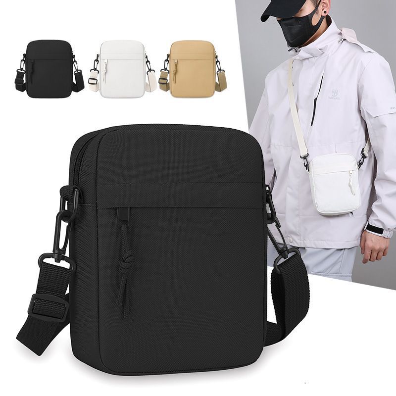 Schoolbag Men's Black Mini Small Square Bag Shoulder Mini Lightweight Multifunctional Mobile Phone Bag Sports Satchel Vertical Backpack New Crossbody Bag