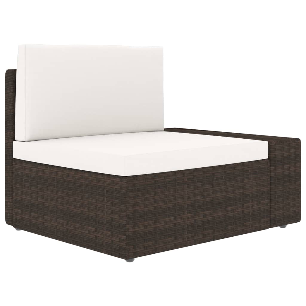4 Piece Garden Lounge Set Brown Poly Rattan