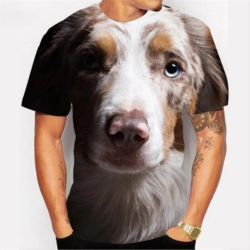 Letní 3D tištěný roztomilý pes pánské triko se zvířecím vzorem trička ležérní oversized topy s krátkým rukávem unisex trička s kulatým výstřihem