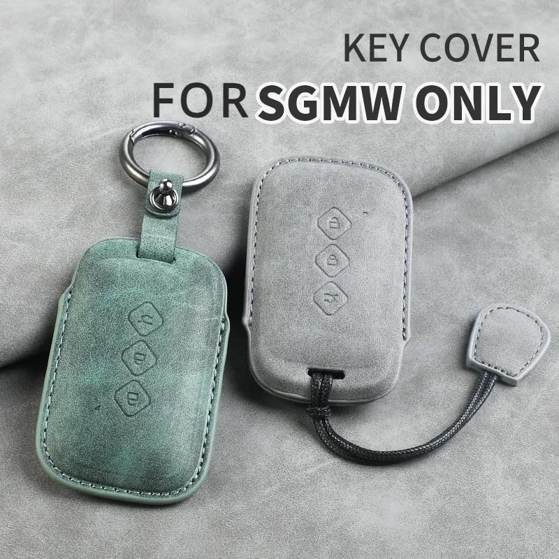 Leather for Chevrolet Aveo Trax Groove Captiva 2025 Wuling Flip Car Key Case Cover Shell 3 Button Remote Key Keychian Accessory