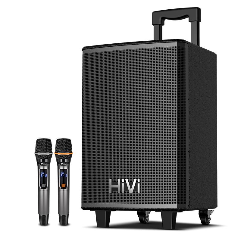 HiVi Portable Outdoor Bluetooth PA Speaker with Dual Wireless Microphones CN Plug (adapter Included)