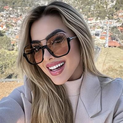 New Vintage Oversized Square Sunglasses Fashion Men Women Shades Eyewear Trendy Brand Design Glasses UV400 Sun Glasses