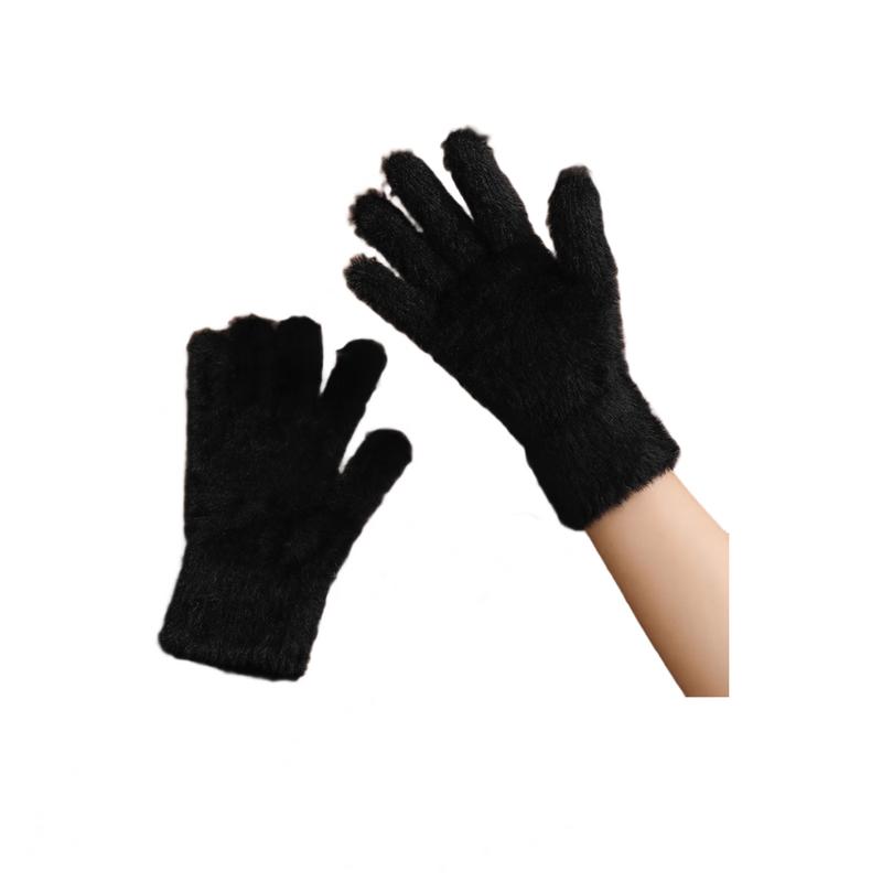 Warm Faux Mink Fur Five-Finger Gloves