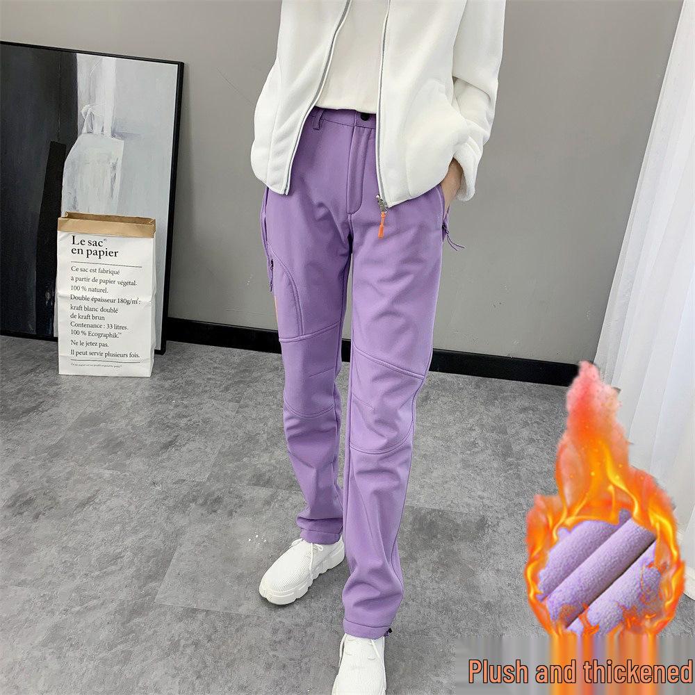 

Уличные ветрозащитные водонепроницаемые утепленные флисовые брюки софтшелл для мужчин и женщин - Осень Зима M