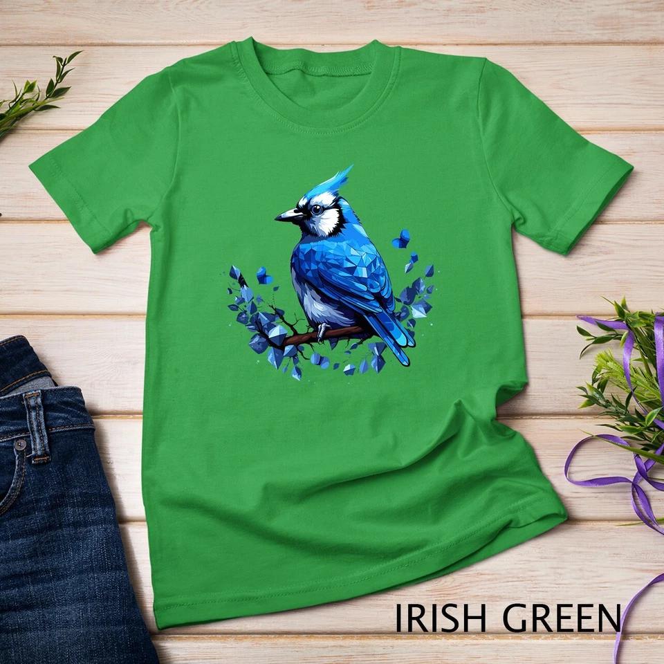 Blue Jay Geometric Patten Art,Cute Blue Jay Bird Lover Tee Unisex T-shirt 5 S