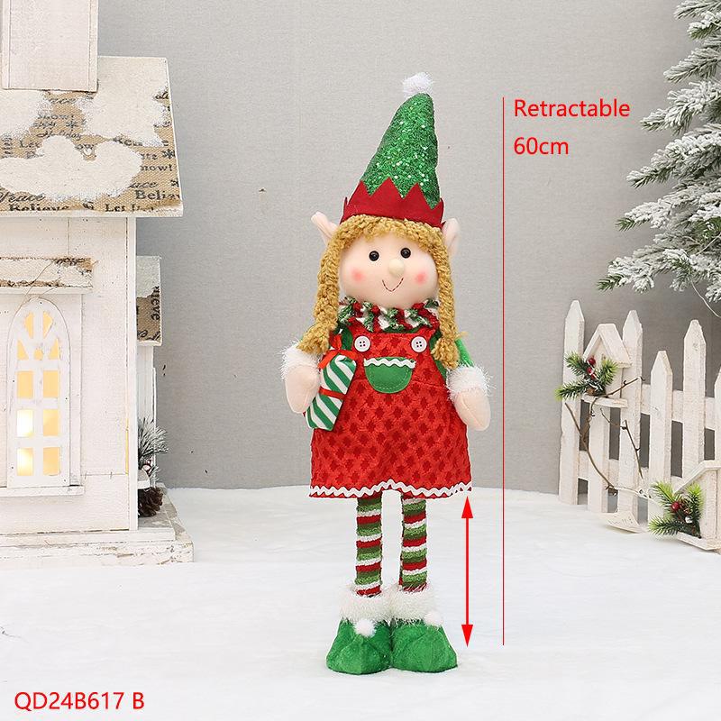 Boneca Elfa de Trenó Telescópico Decoração de Natal Presente
