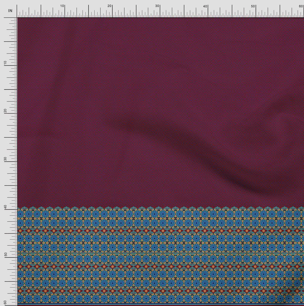 Soimoi Japan Crepe Satin Fabric Mandala & Shield Symbol Panel Printed Craft Fabric by the Metre 42 Inch