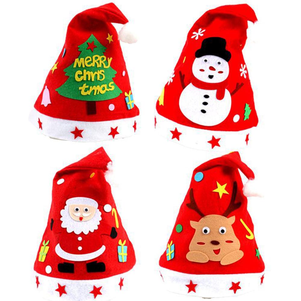 Children's Kindergarten Handmade DIY Christmas Hat Making Materials Set Non-woven Cartoon Hat