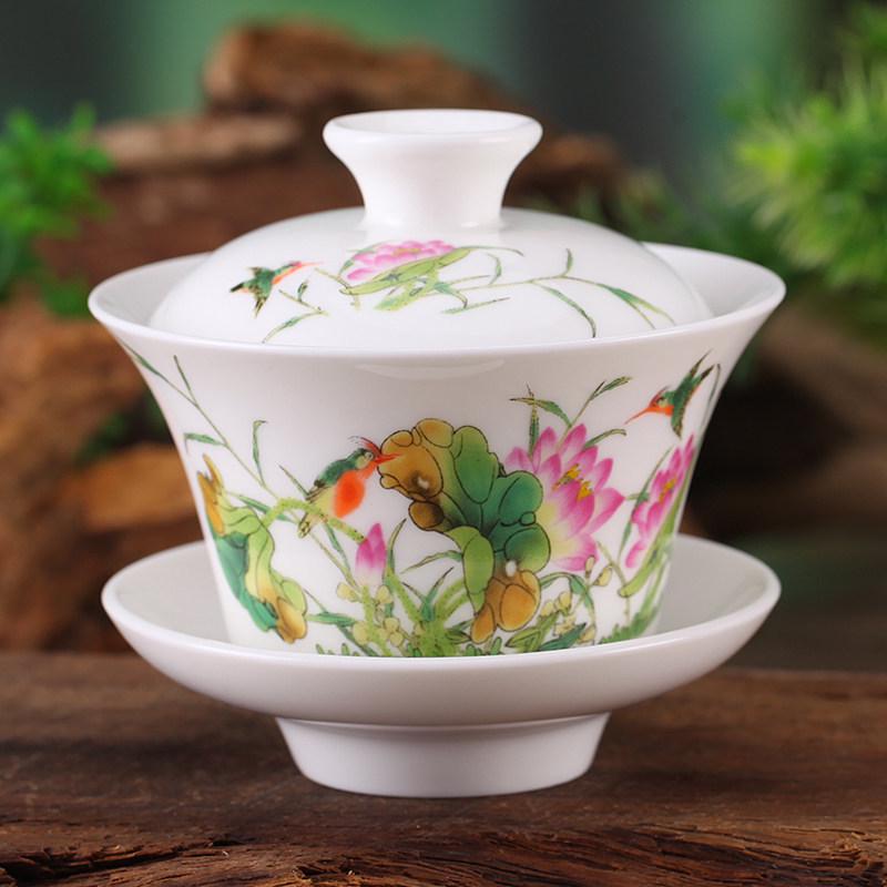 Gaiwan Teacup Set: Blue and White Ceramic with Lid, 120ml Capacity