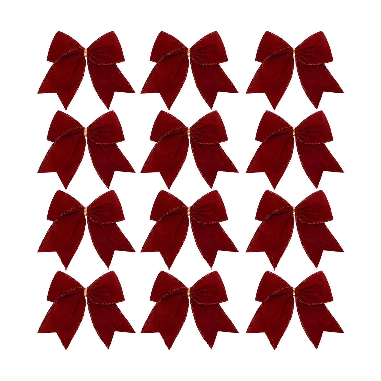 

12pcs Christmas Bow Decorations, Fabric Christmas Tree Wreaths, Decorative Bow Decorations, Hanging Ornaments One Size