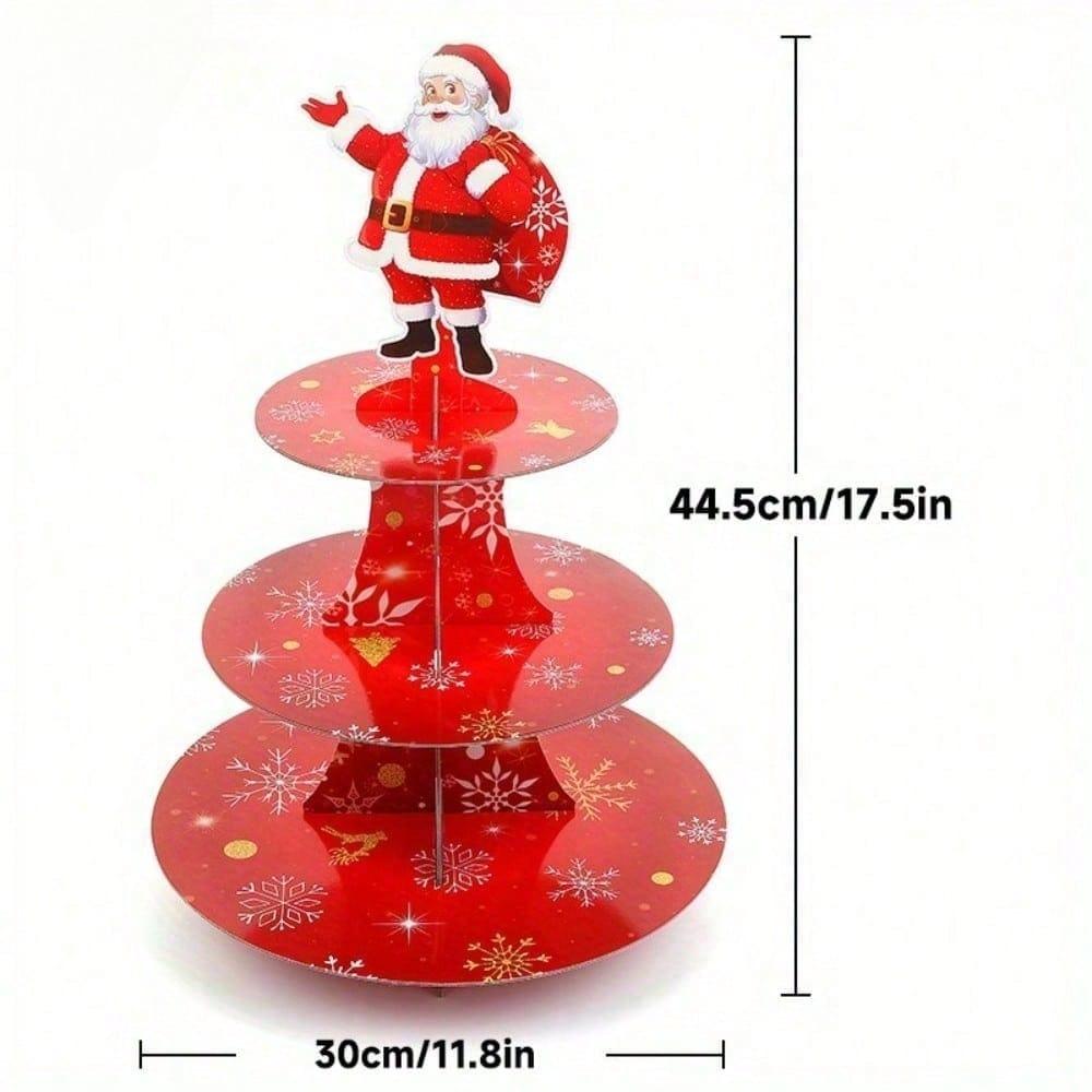 

Christmas Cupcake Stand for Holiday Parties Cupcake Holder 3 Tier Dessert Tower Tray for Donut Candy Treat Dessert Pastry Cookie