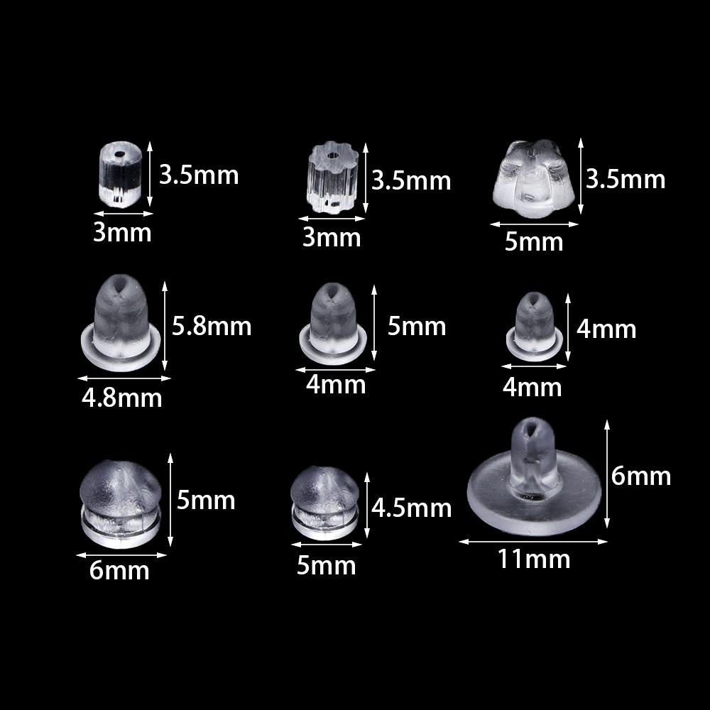 200-2000pcs/lot Clear Soft Silicone Rubber Ear Stopper Plugging Earring Back Ear Studs For DIY Earrings Jewelry Making Accessory