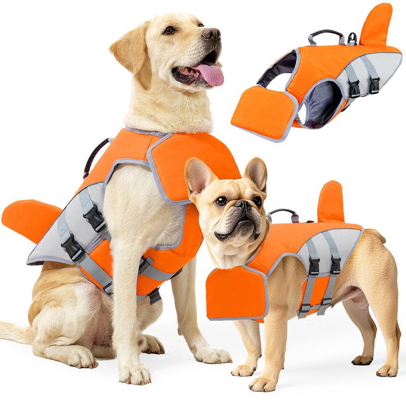 

New Pet Swimming Life Jacket Shark Fin Shape Safety Vest for Dog in Summer Adjustable in Pool or Surfing Drifting Dog Life Vest S