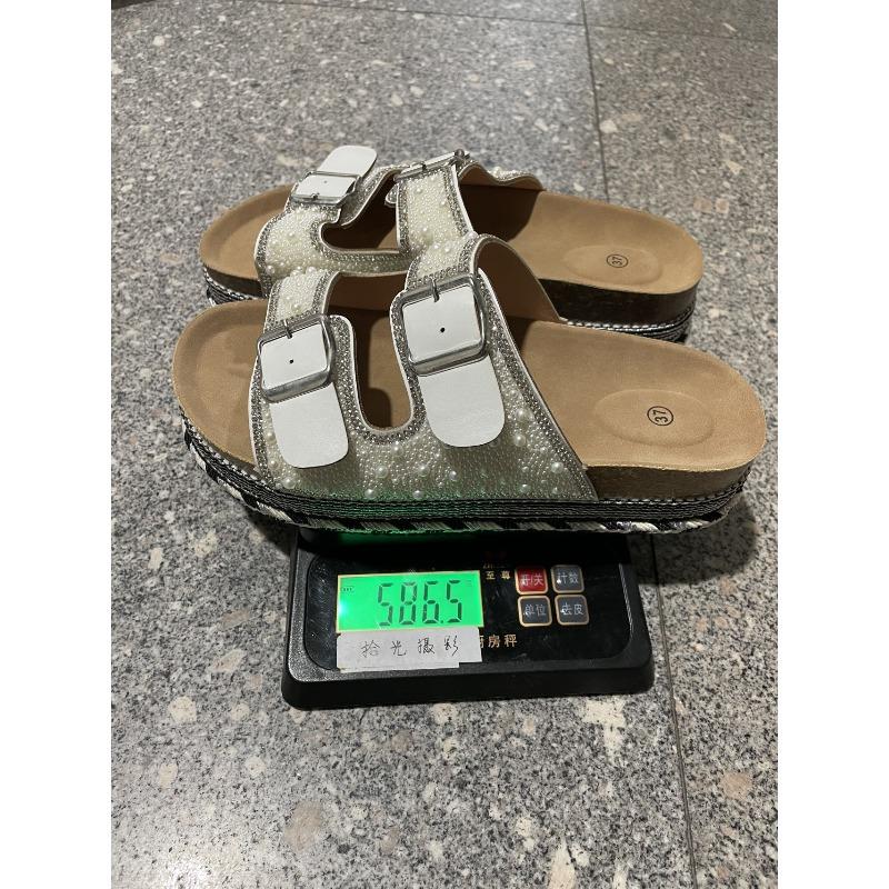 Women’s Buckle Rhinestone Cork Platform Slide Sandals