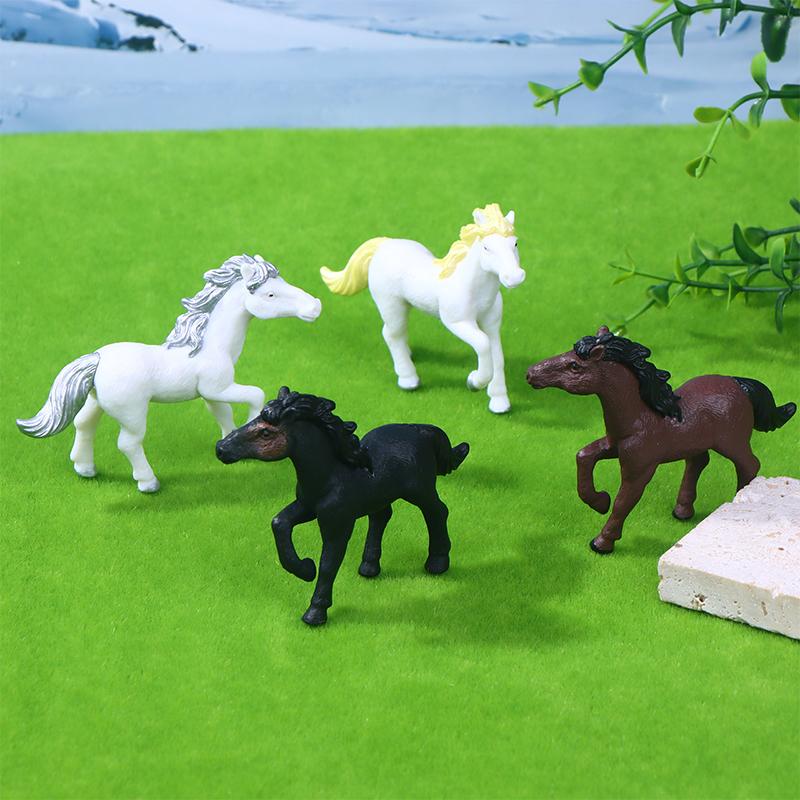 2026 Horse Figurine Decoration Plastic Horse Statue Realistic Pony Statue Home Desktop Office Ornament Feng Shui Horse Decor