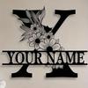 Personalized Family Name Sign, Custom Ornate Monogram Letter with First Last Name Split Letter Name Sign, Metal Wall Art Home Decor