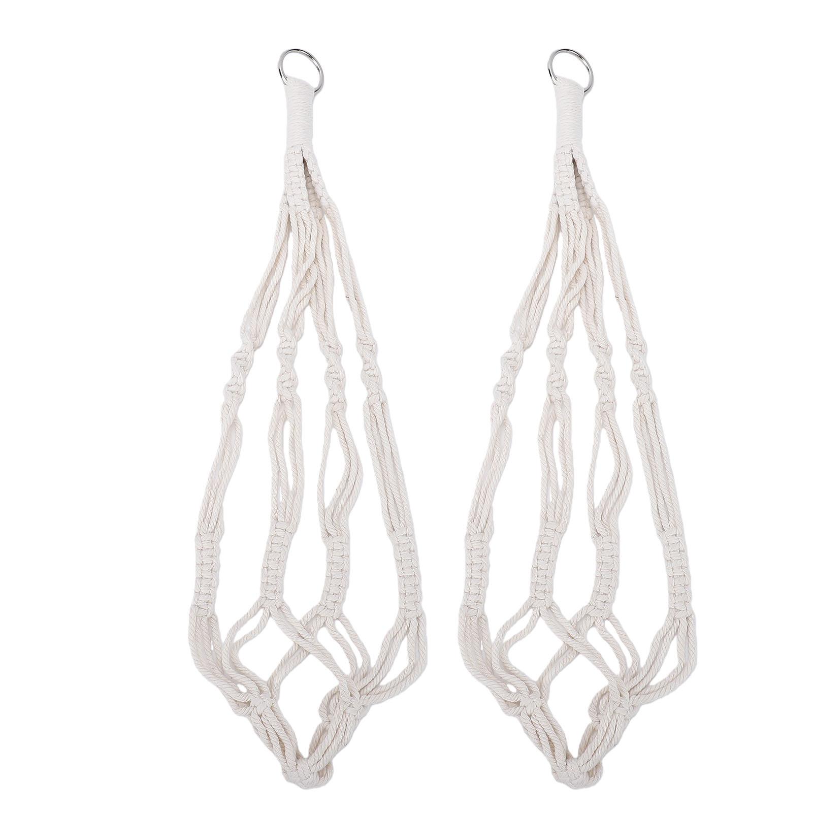 2PCS Woven Plant Hanger 21.65 Inch Boho Hanging Planter Holder Cotton Rope with Metal Hooks
