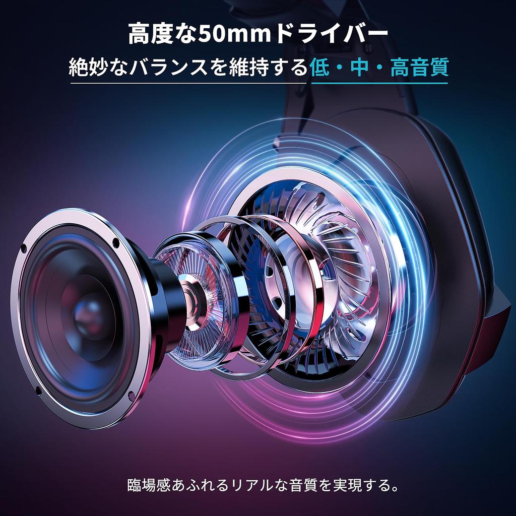 Ozeino Gaming Bluetooth Headphones for and Wireless Headphones USB Wireless Wired ENC Noise 18 Hours of Continuous 50mm Low with for Gaming and Music