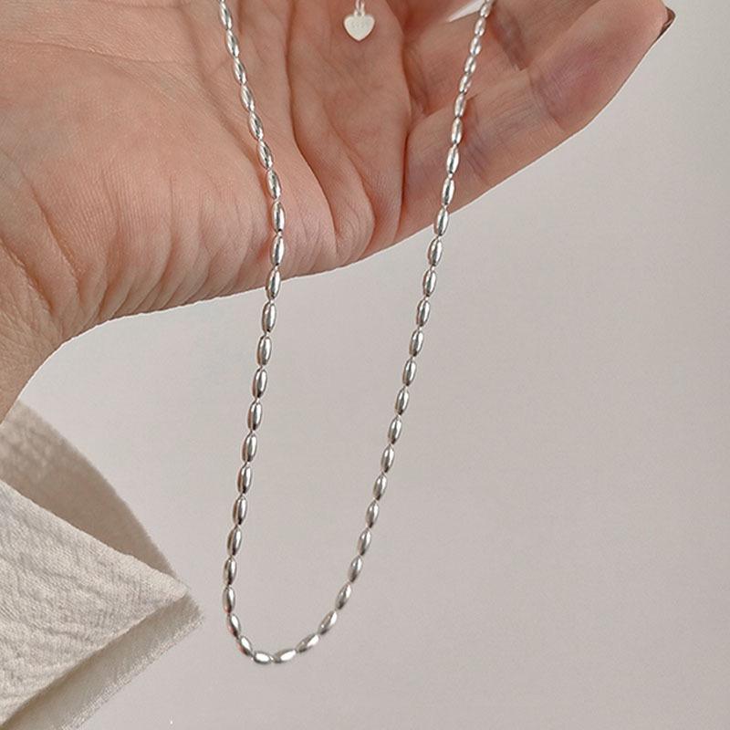 S925 Sterling Silver Necklaces For Women Simple Chain Fashion Minimalist Pendant Necklaces Mini Beads Necklace Birthday Gift