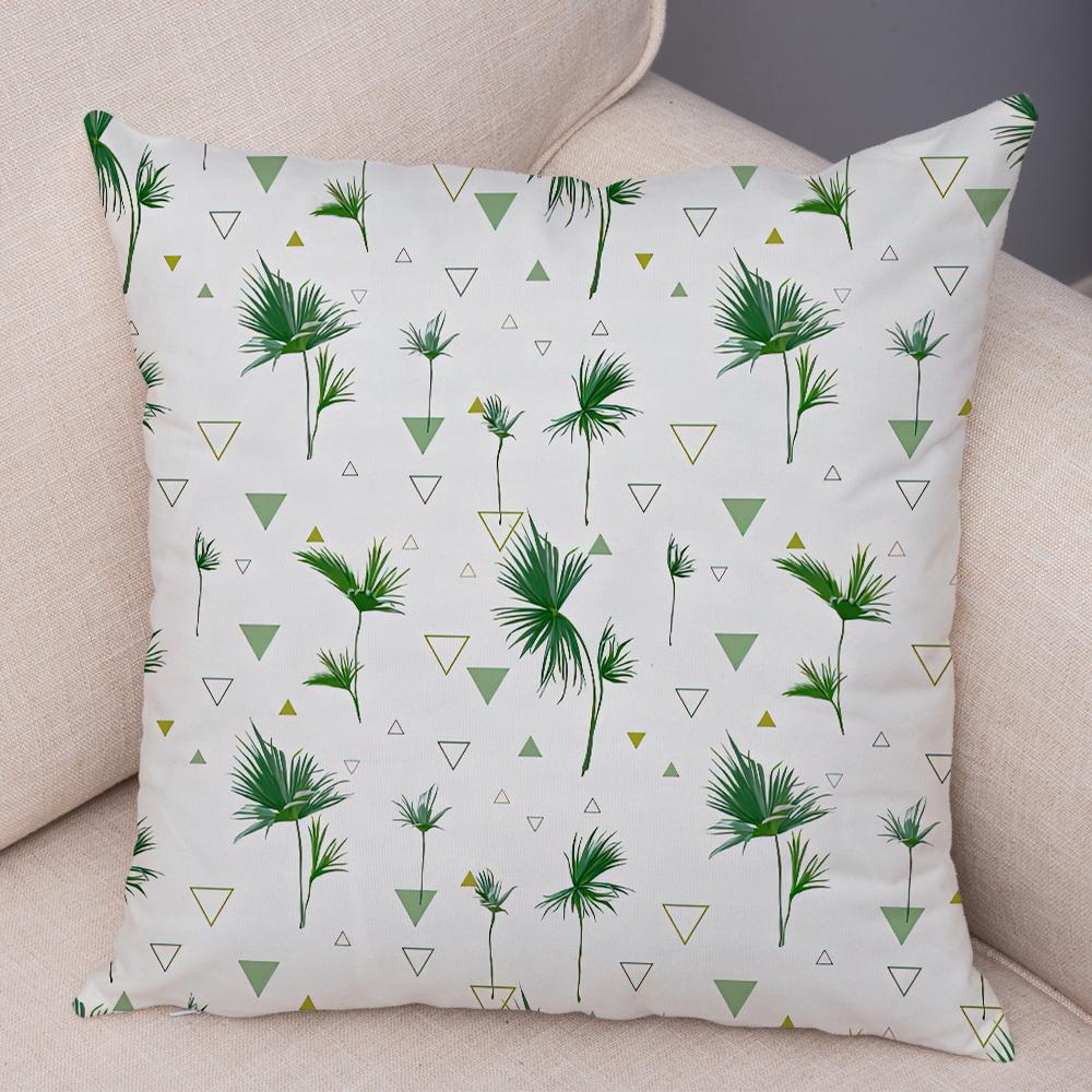 Tropical Floral Cushion Cover Pink Hibiscus Flower Leaf Print Soft Fabric Living Room Sofa Home Decor Pillow Case