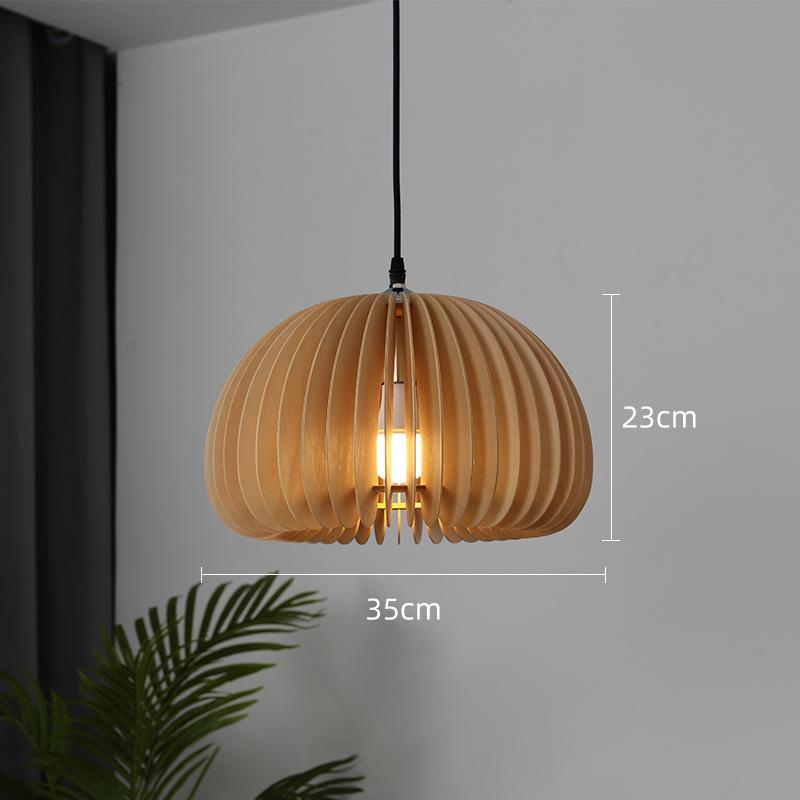 Japanese Style Vintage Pumpkin Pendant Lights Bedroom Bedside Hanging Wood Lamp Modern Dining Room Home Decor Lighting Fixtures