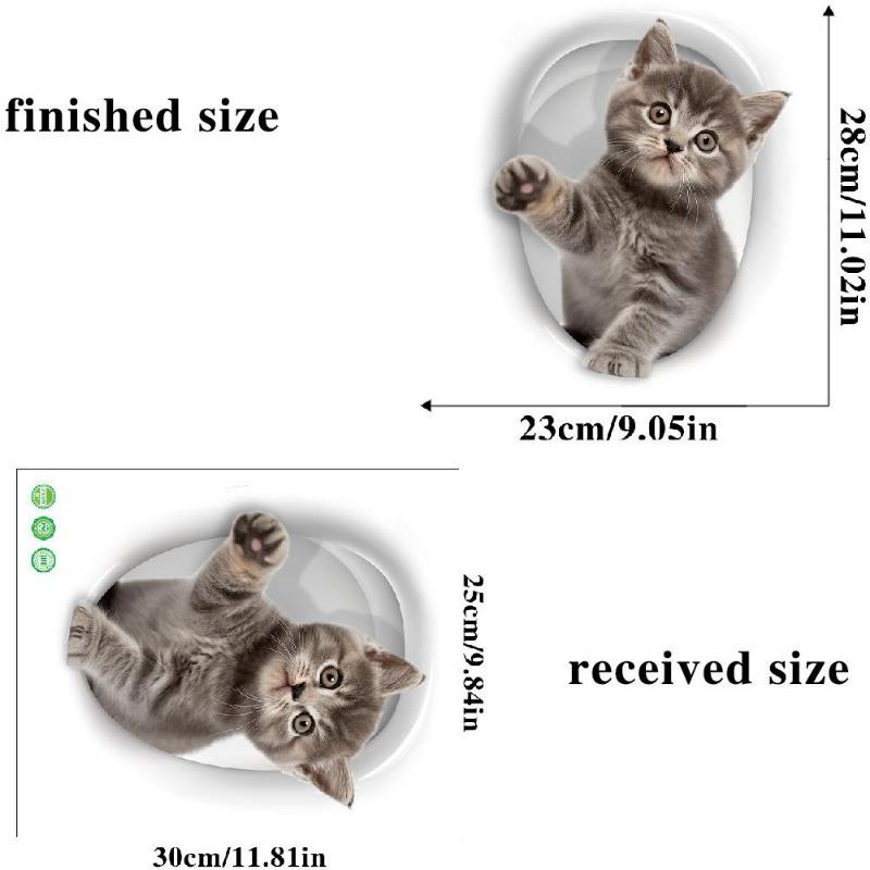 3D Cartoon Vivid Cat Toilet Stickers, Cute Animal Dog Squirrel Toilet Stickers, Bathroom Decoration, Waterproof Stickers