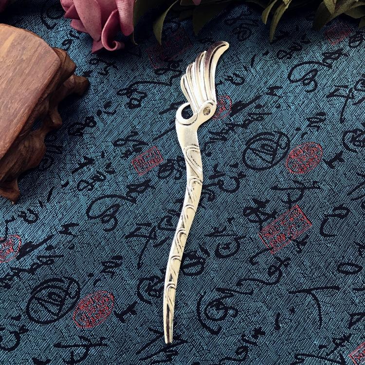 Retro ethnic style Miao silver hairpin antique bookmark female flower hairpin simple classical versatile disc hair hairpin hair accessories