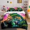Dreamy Fusion Of Animals And Nature Duvet Cover Set With 3D Printing Design Soft Polyester Bedding Set All-Season Comfort