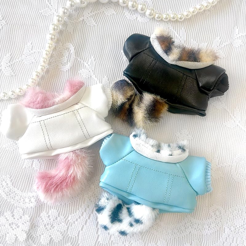 Fluffy Leather Jacket with for 10cm Plush Toy Tail, Blue, [Used]