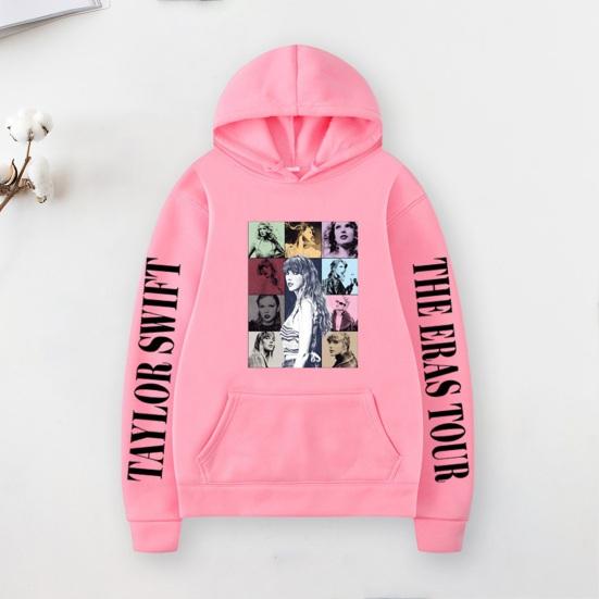 

Fall Winter Hoodie Singer Star Concert Print Hooded Long Sleeve Big Patch Pocket Loose Pullover Soft Thick Warm Elastic Cuff Lady Mid Length Hoodie