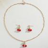 Kirschrot Halskette Ohrring Set Leichter Luxus Und Nischen Design Schlüsselbein Kette Elegantes Und Exquisites Set Schmuck Für Frauen