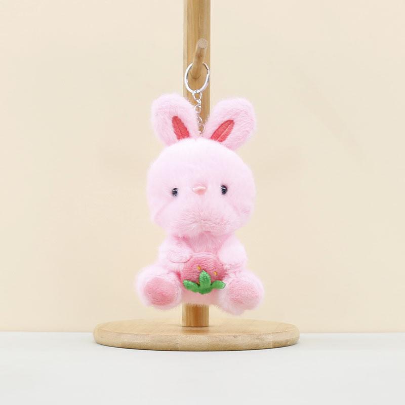 Cute Cartoon Plush Bunny Keychain With Ultra Soft Short Fur For Bag Decoration