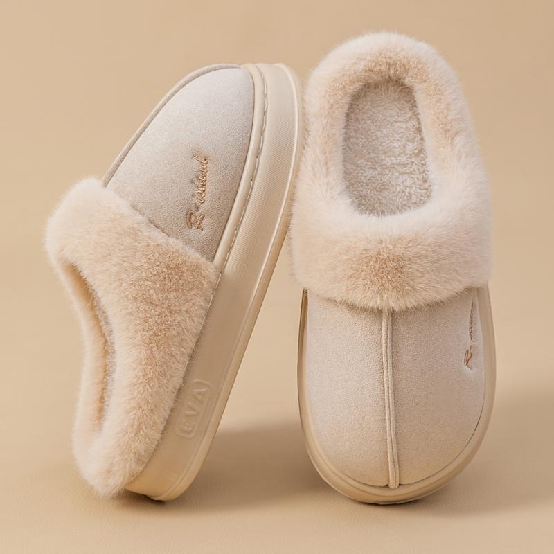 New Winter Warm Couple Style Concise Fluffy Slippers Women Men Non-slip Soft Cosy Slides Indoor Mule Ladies' Home Cotton Shoes