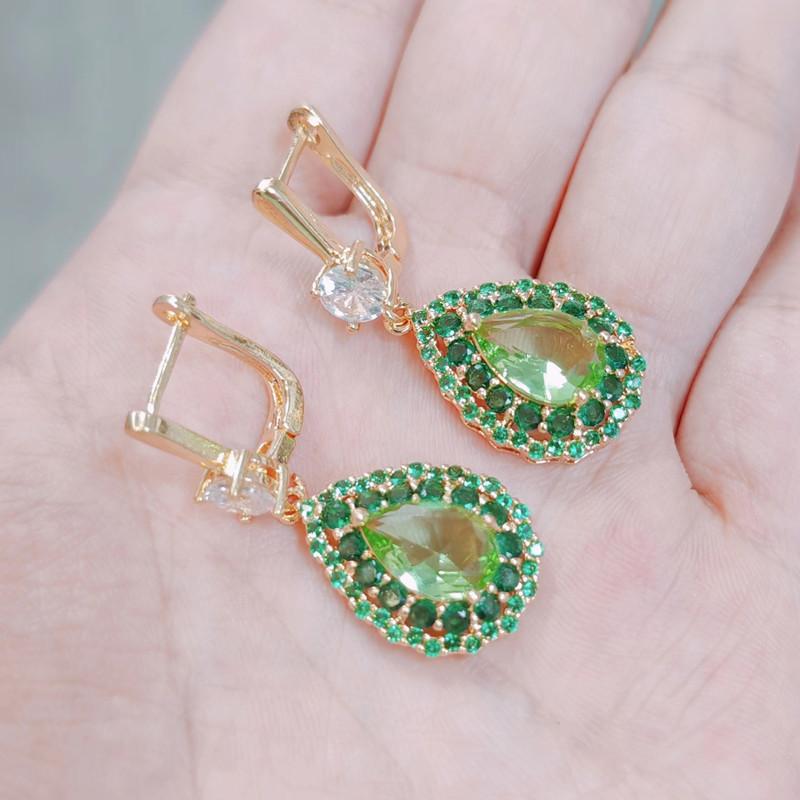 Luxus Party Ohrringe für Frauen 2023 Neue Mode Grün Zirkonia Tropfen Ohrring Hochzeit Engagement Schmuck Zubehör
