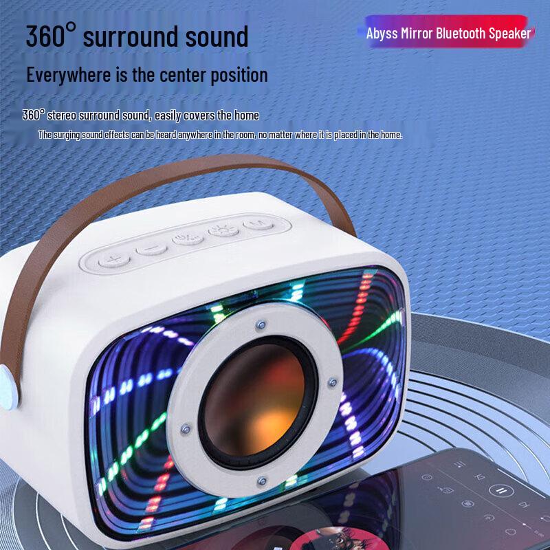 Abyss Mirror Bluetooth Speaker: High Volume, Premium Sound, Subwoofer, Floating Effect, Colorful Lights, W20 Space Capsule Design