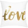 Uxcell Throw Pillow Cover Gold Love Letter Printed Modern Square Pillow Shams Bronzing Flannelette Cushion Cover for Bedroom Sofa Car,18 X 18 Inches