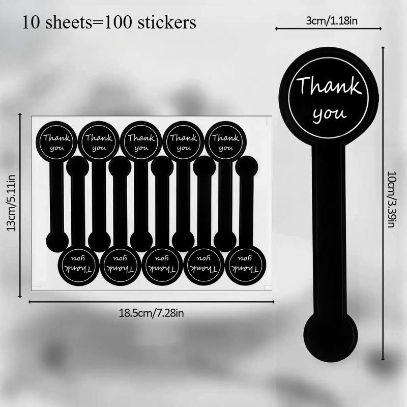 

Black Thank You Long Sealing Sticker Pudding Bottle Sticker Baking Box Label Stickers DIY Handicraft Products Thank You Stickers 10x3cm