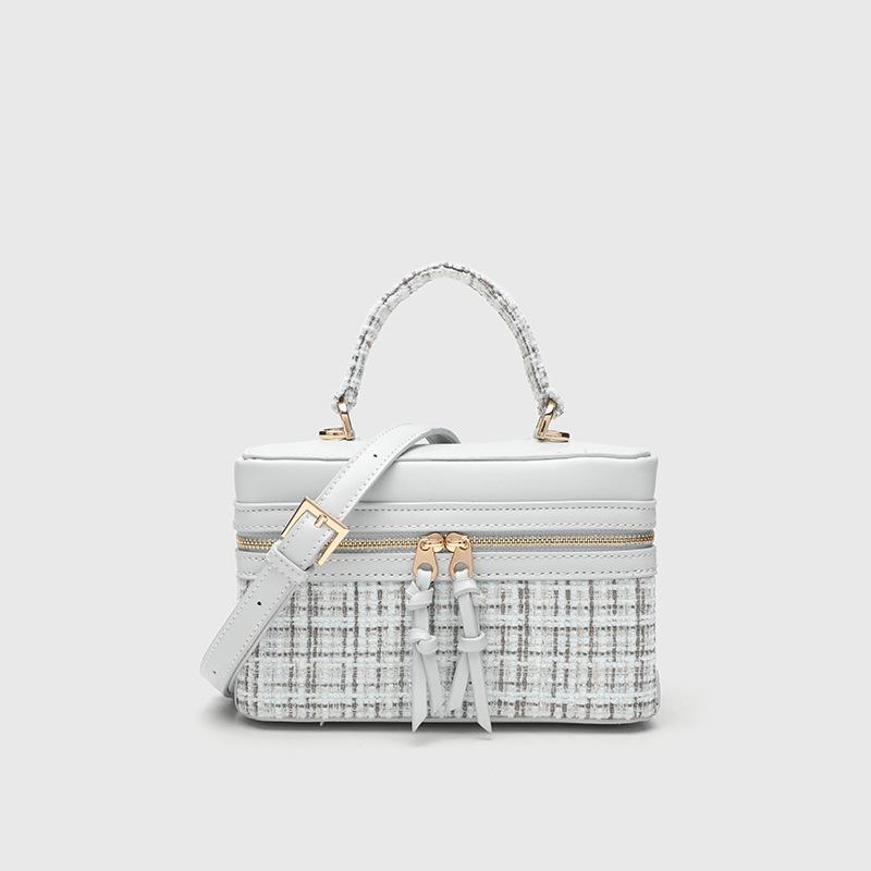 2025 Fashion Small Women Shoulder Bags Branded Style Crossbody Bag Two-way Zip Handbag Two-tone Boxy Cosmetic Bag Makeup Pouch