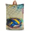 Volleyball-themed Pattern Flannel Printed Blanket Suitable for All Seasons Suitable for Living Room Office Sofa and Travel