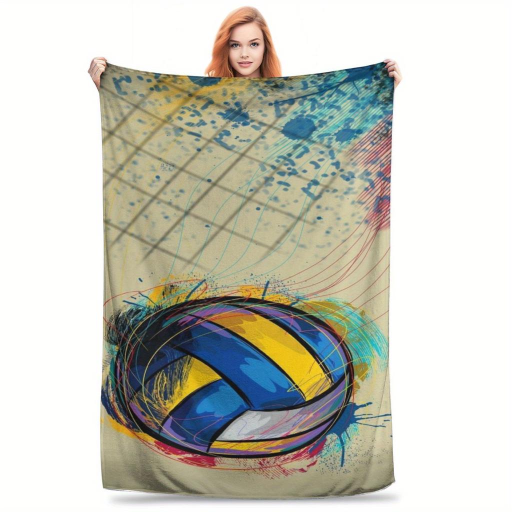 Volleyball-themed Pattern Flannel Printed Blanket Suitable for All Seasons Suitable for Living Room Office Sofa and Travel