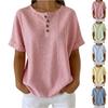 Damen Gestreifte Kurzarm Henley-Bluse mit Knopfleiste Lockerer Schnitt Lässig Leichtes Sommer-Top