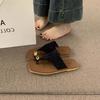 Fashion Casual Cover Toe Flat Slippers Women's Summer Wear 2025 New Seaside Vacation Beach Shoes Roman Cool Slippers