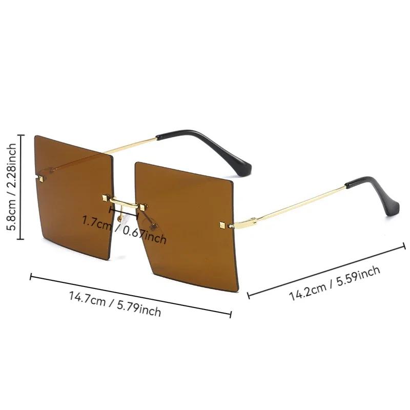 Eleganti Occhiali da Sole Quadrati Senza Montatura Donna Uomo Marca Designer Occhiali da Sole Femminile Maschile Casual Metallo Specchio